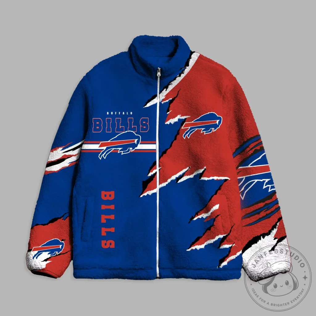 Buffalo Bills NFL Team Logo Sherpa Fleece Full-Zip Jacket