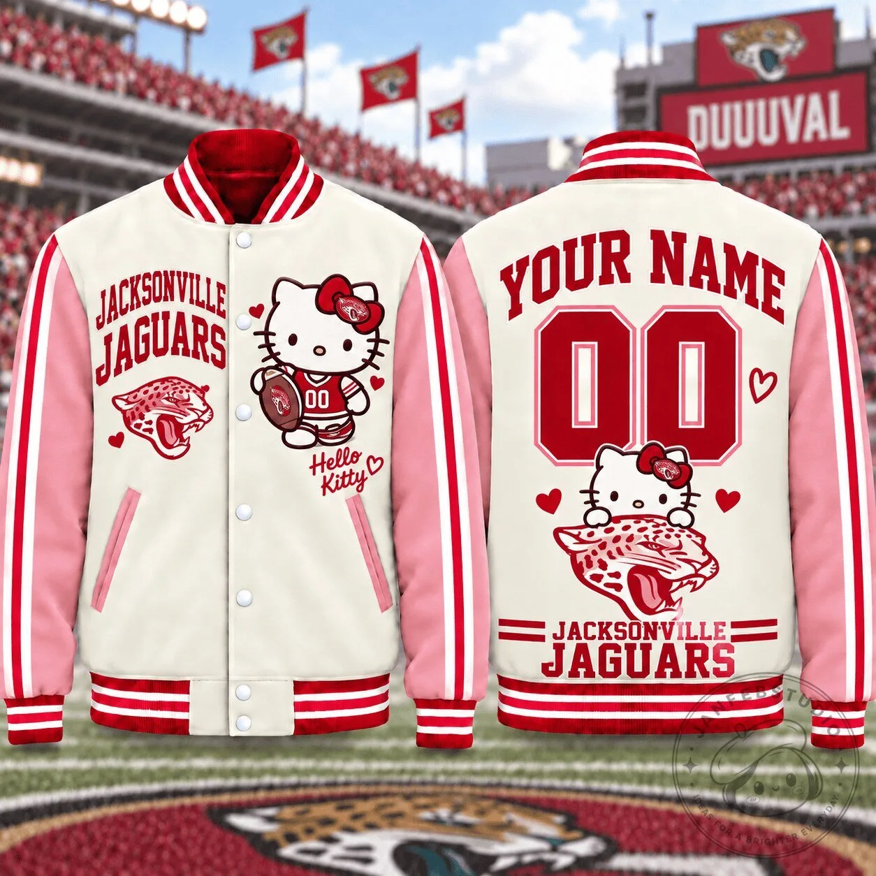 Jacksonville Jaguars Hello Kitty Personalized Varsity Jacket 3 Jacksonville Jaguars Hello Kitty Personalized Varsity Jacket