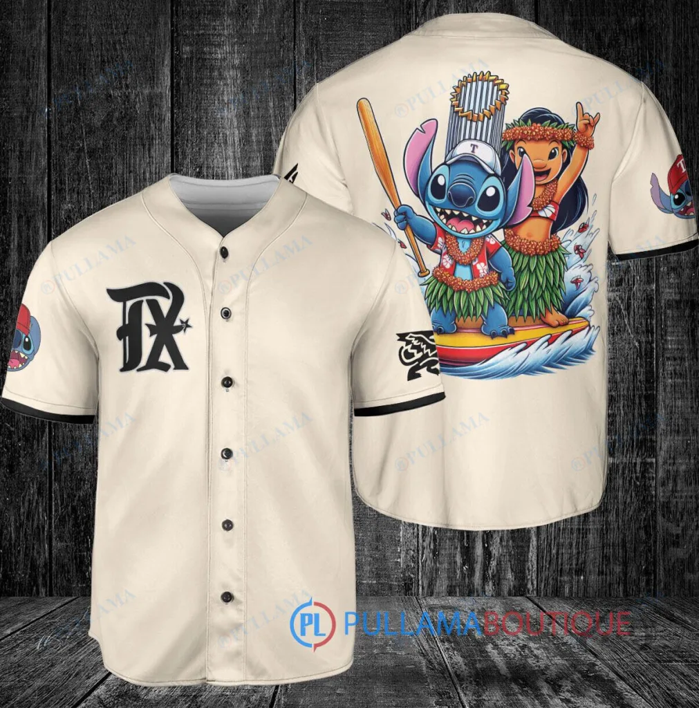Texas Rangers Baseball Stitch and Lilo World Series Champions Baseball Jersey