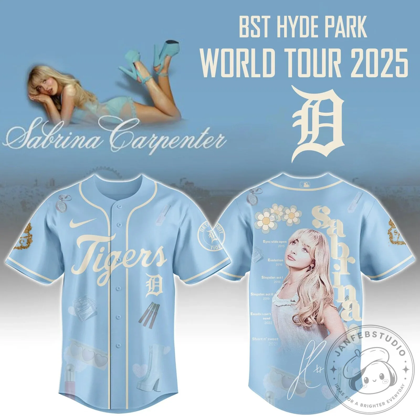 Sabrina Carpenter Short N Sweet Tour Detroit Tigers Baseball Jersey