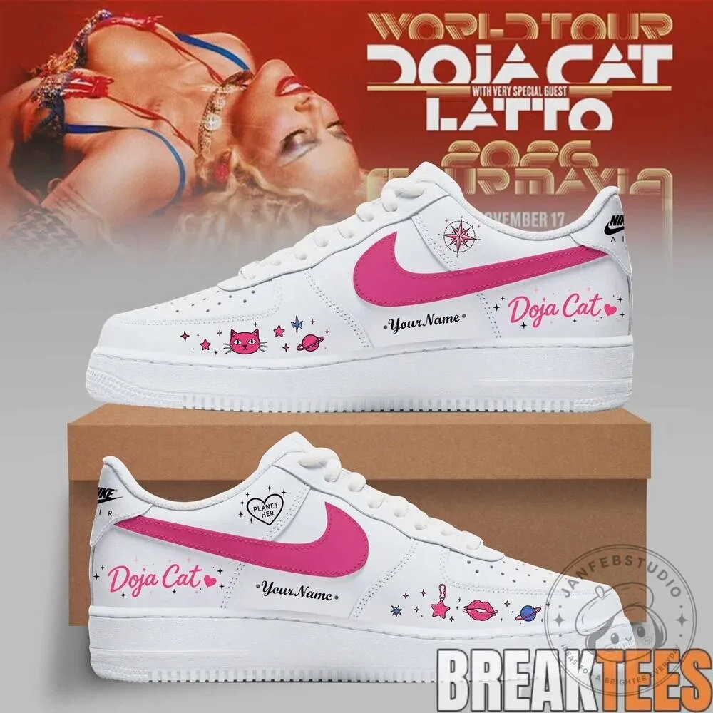 Doja Cat World Tour Custom White Nike Air Force One Shoes