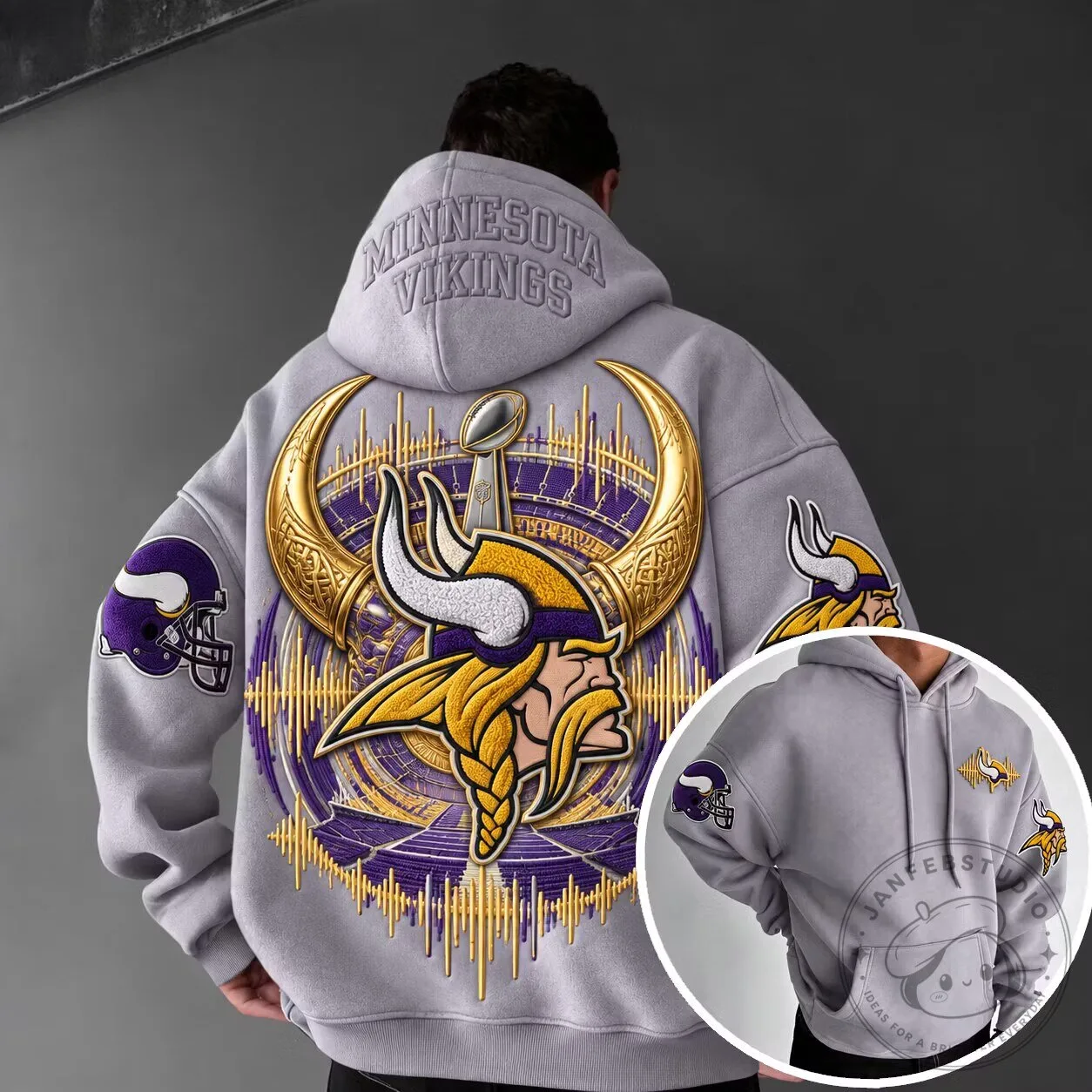 Minnesota Vikings Super Bowl Champions Golden Horns Grey Hoodie