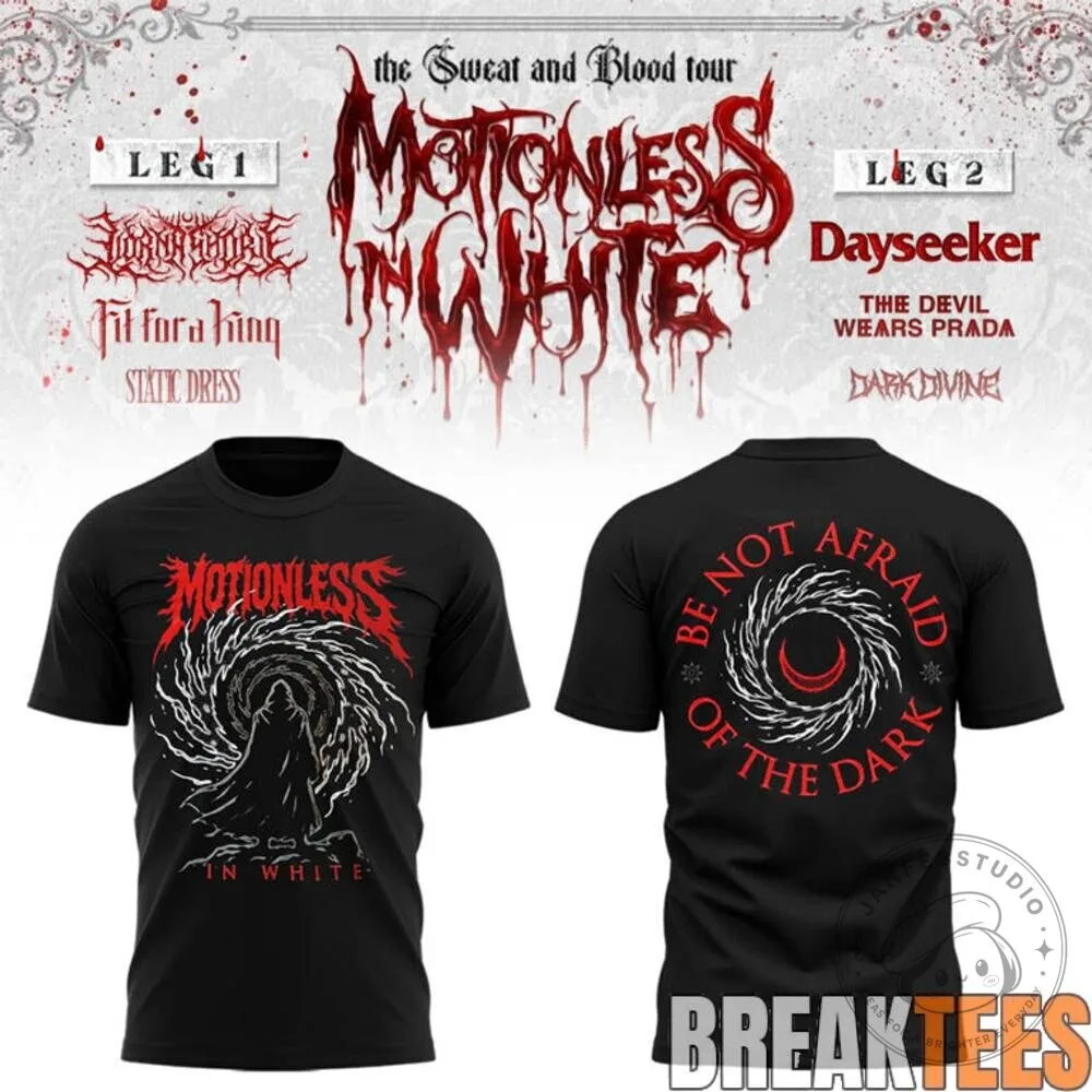 Motionless In White The Sweat And Blood Tour 2026 Black T-Shirt