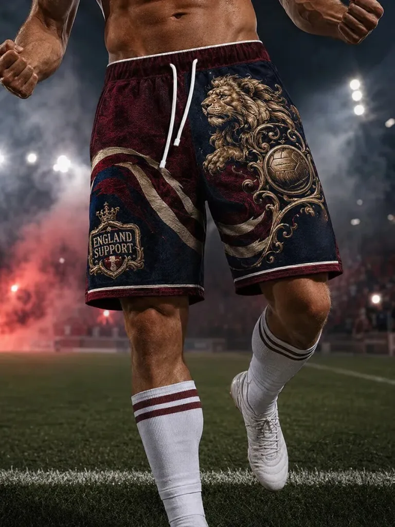 England Football Lion Crest Men's Fan Support Athletic Shorts