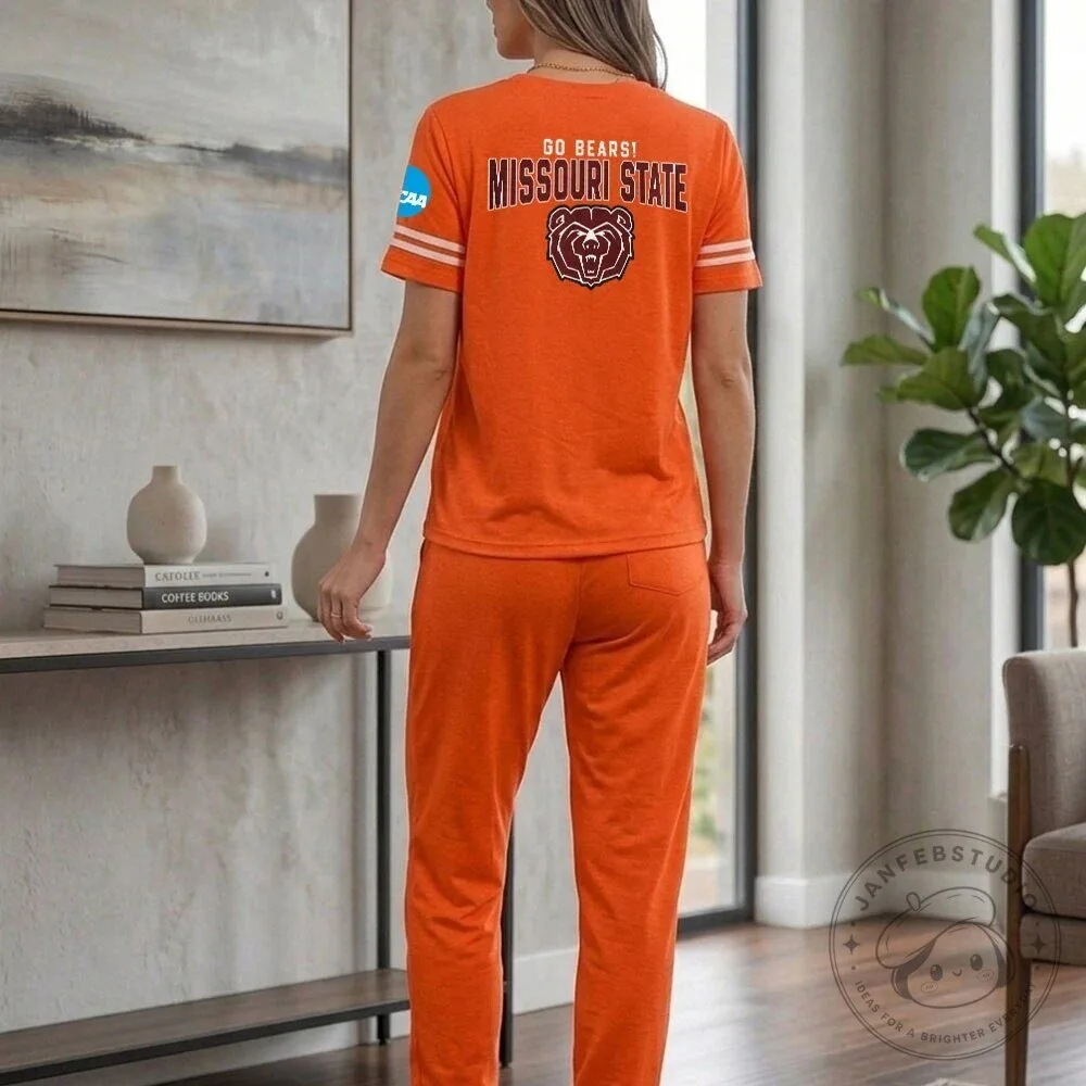 Missouri State Bears Women's Orange NCAA Team T-Shirt and Pants Set