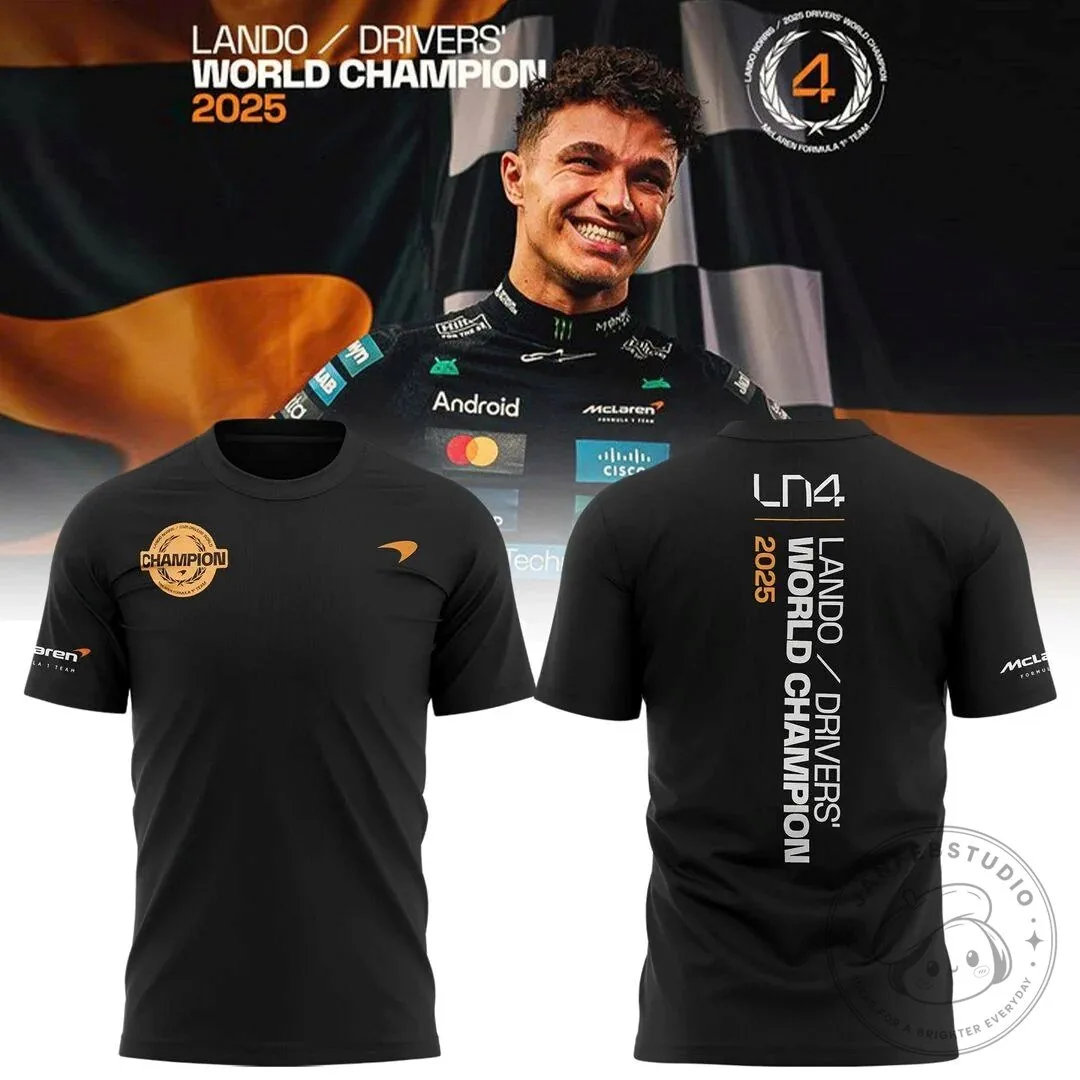 Lando Norris 2025 World Champion McLaren Formula One Team T-Shirt 5 Lando Norris 2025 World Champion McLaren Formula One Team T-Shirt