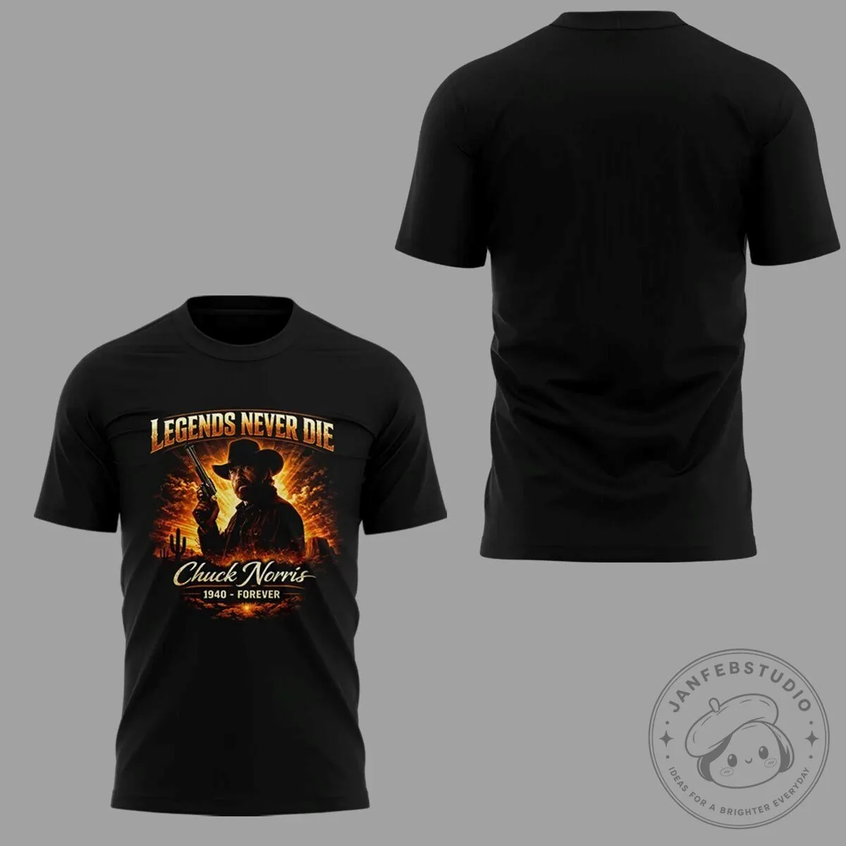 Chuck Norris Legends Never Die Action Movie Star T-Shirt