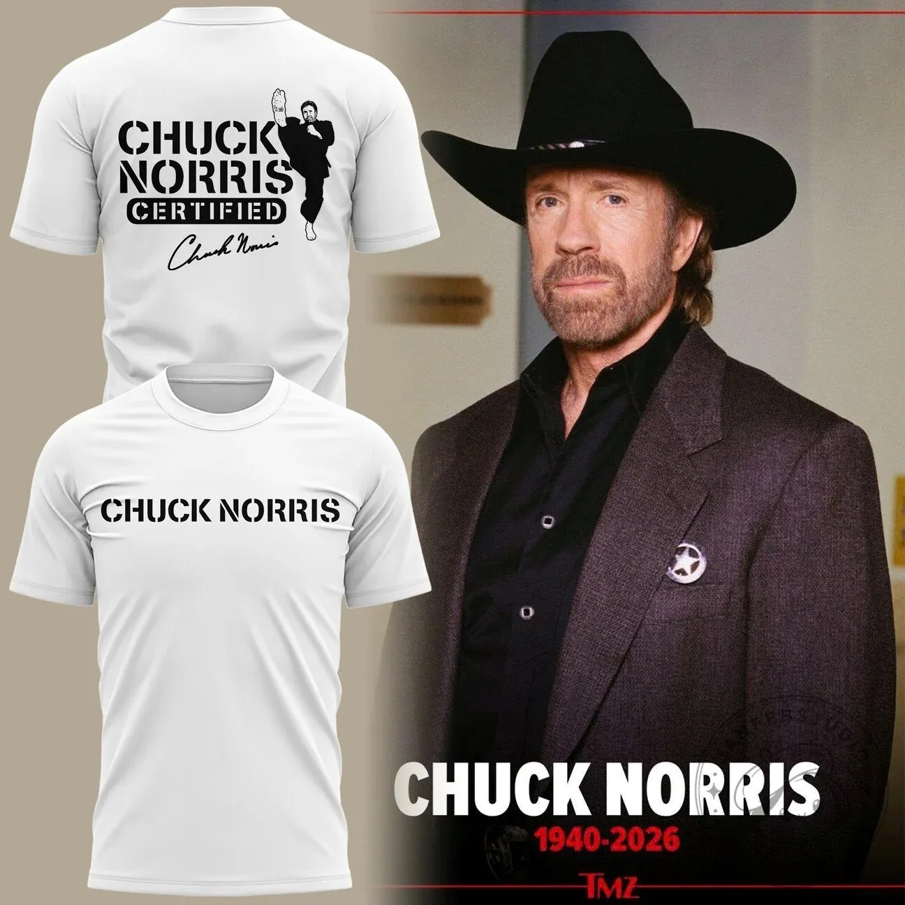 Chuck Norris Certified Action Star Graphic Design T-Shirt