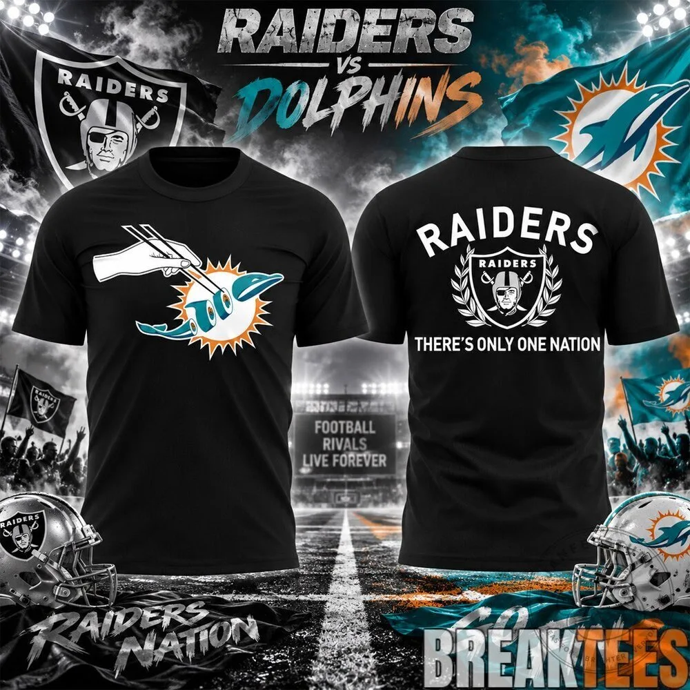 Las Vegas Raiders Versus Miami Dolphins Football Gameday Black T-Shirt