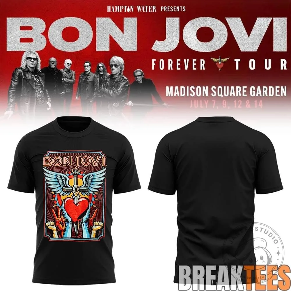 Bon Jovi Forever Tour Madison Square Garden Concert Black T-Shirt