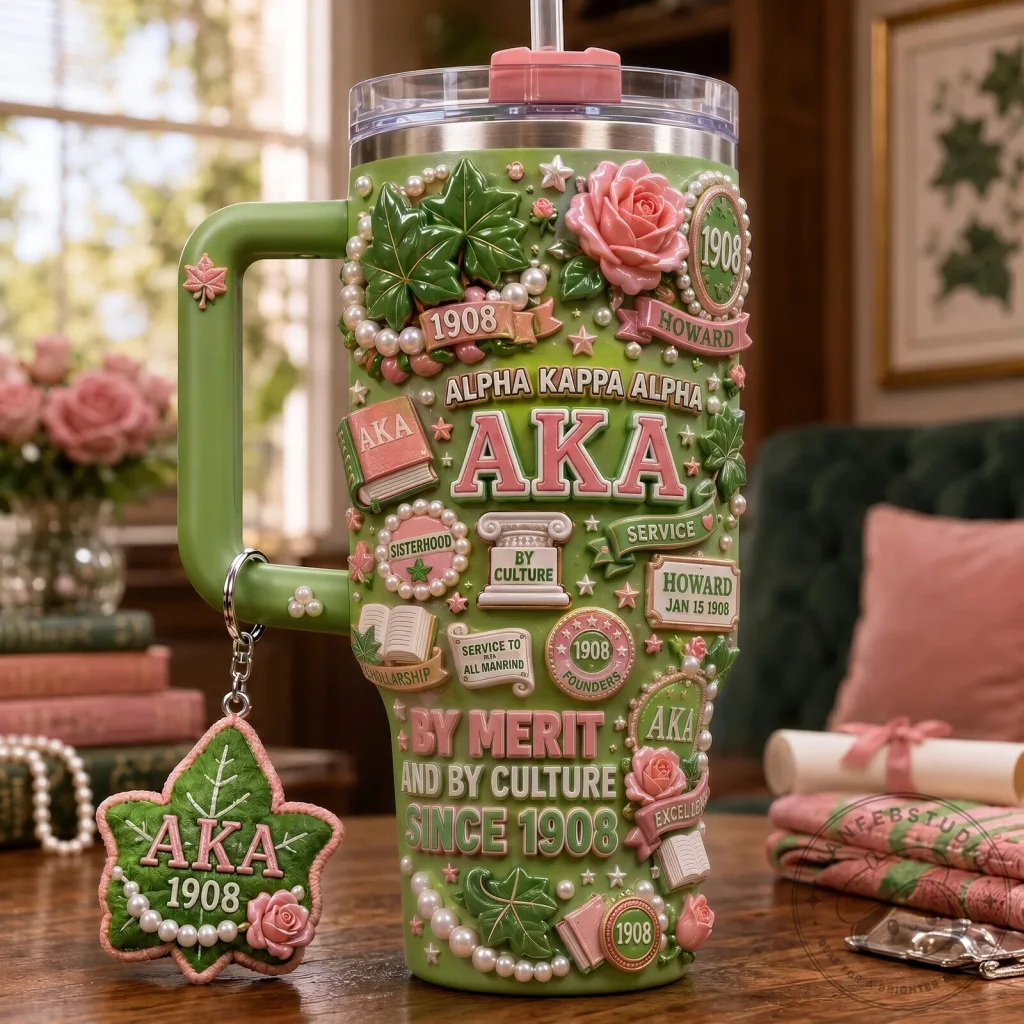 Alpha Kappa Alpha Sorority 1908 Founders Day 40oz Tumbler with Handle