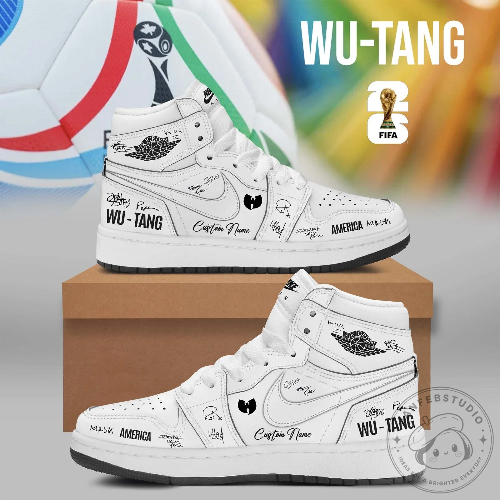 Limited Edition Wu-Tang Clan X World Cup 2026 USA Soccer Pride Shoes (Sizes 1-6)