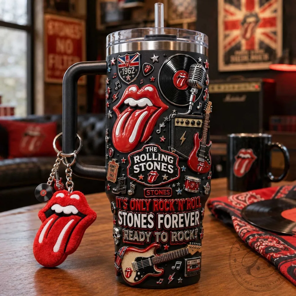 The Rolling Stones It's Only Rock and Roll 40oz Tumbler with Handle The Rolling Stones It's Only Rock and Roll 40oz Tumbler with Handle