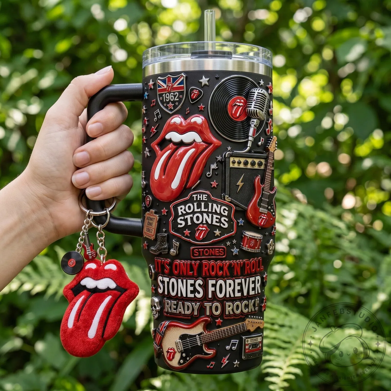 The Rolling Stones It's Only Rock and Roll 40oz Tumbler with Handle 9 The Rolling Stones It