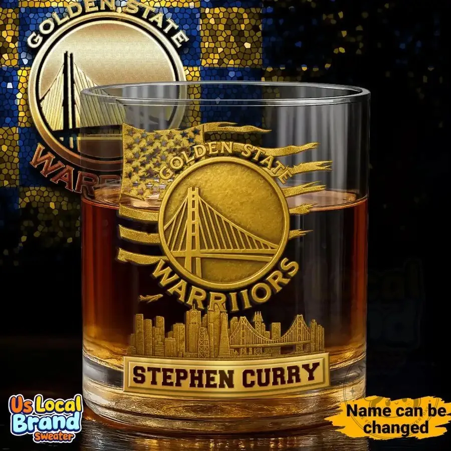 Golden State Warriors Stephen Curry Basketball Team Whiskey Drinking Glass