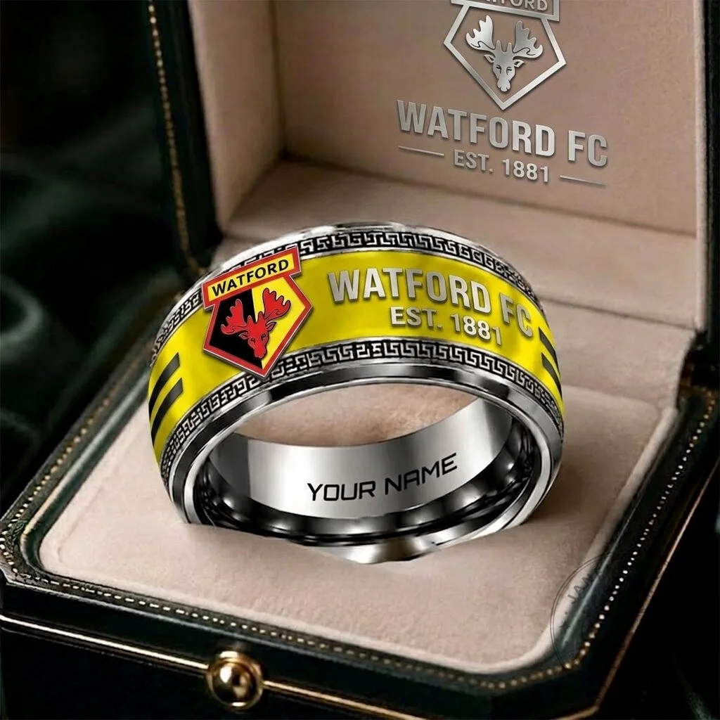 Watford Football Club Personalized Silver Ring with Team Logo and Established Date