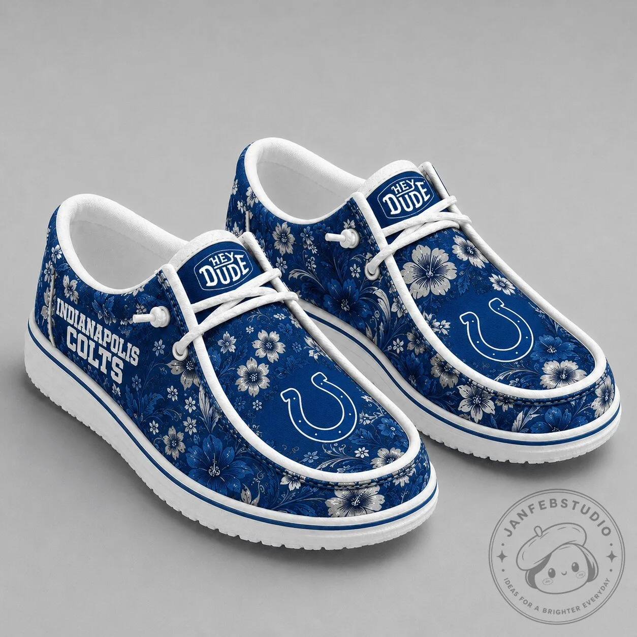 Indianapolis Colts NFL Team Colors Floral Loafer Shoes