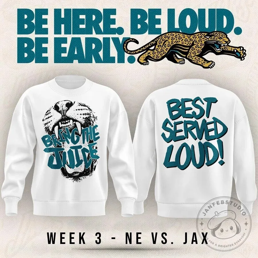 Jacksonville Jaguars Bring The Juice Best Served Loud White Crewneck Sweatshirt