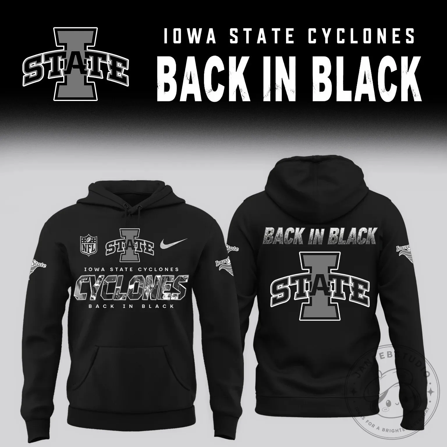 Iowa State Cyclones Back In Black Football Team Fan Hoodie
