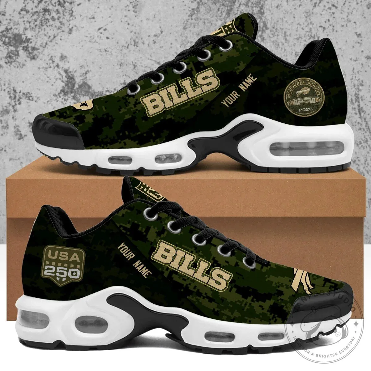 Personalized Digital Camo Sneakers for Buffalo Bills Salute to Service