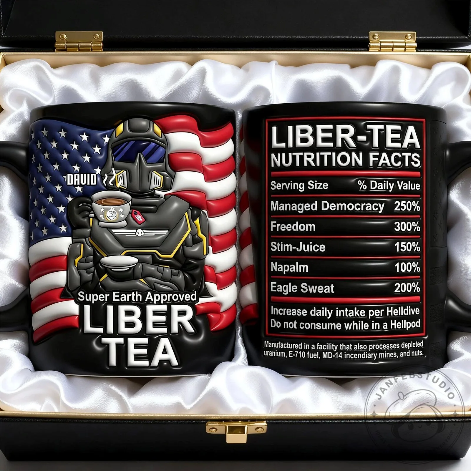Helldivers 2 Liber-Tea Super Earth Approved Black Ceramic Coffee Mug
