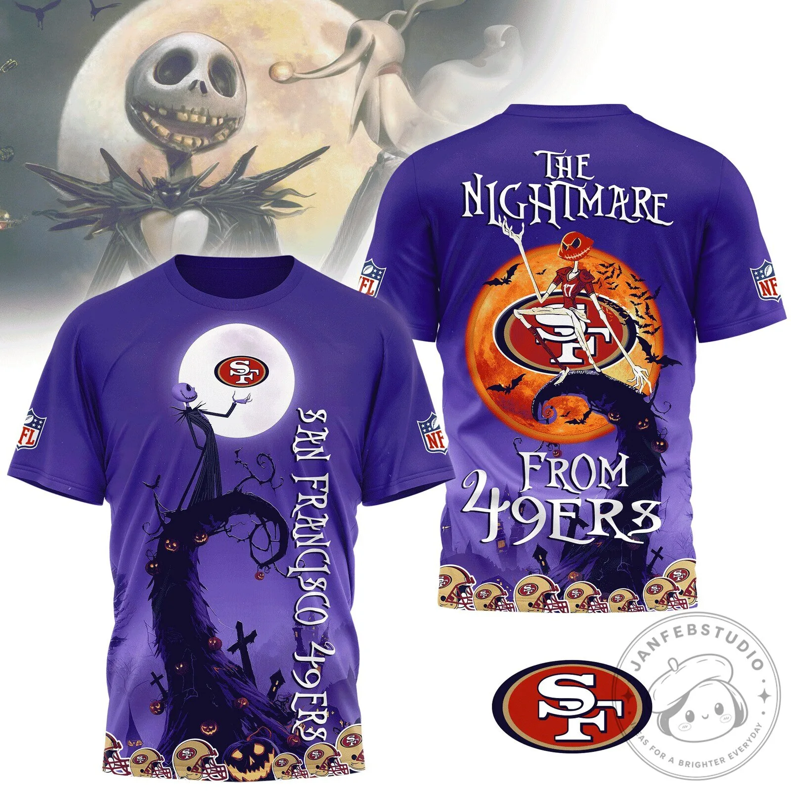 San Francisco 49ers The Nightmare Before Christmas Halloween T-Shirt