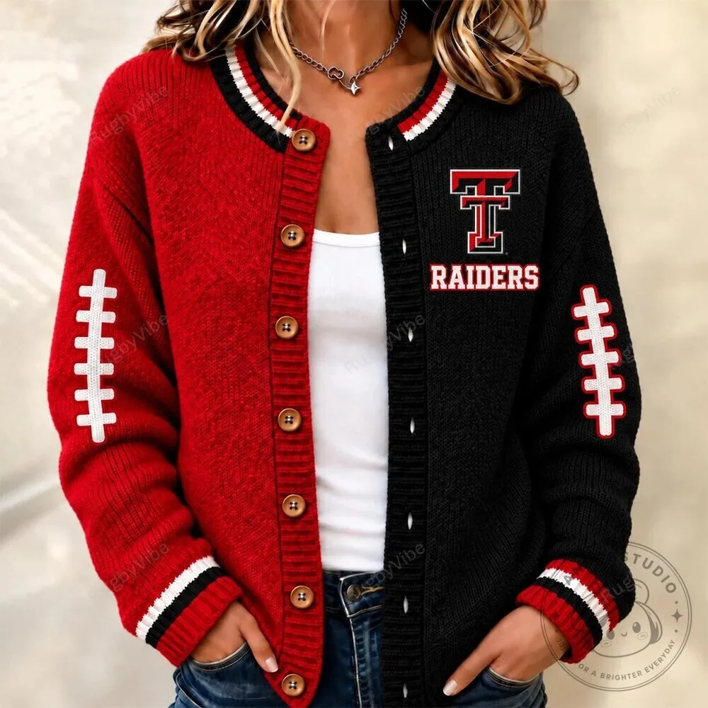 Texas Tech Red Raiders Football Team Button-Up Cardigan Sweater