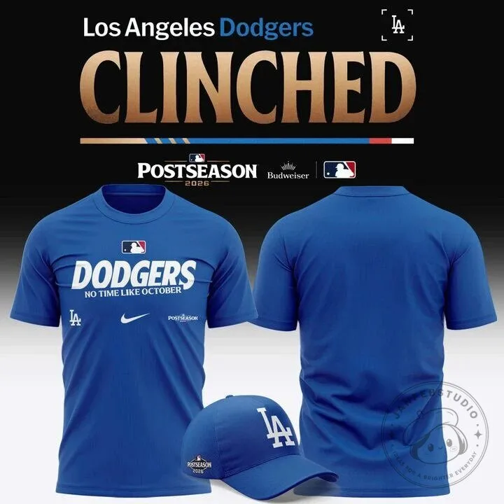 Royal Blue T-Shirt Celebrating the 2026 Postseason Clinched by Los Angeles Dodgers