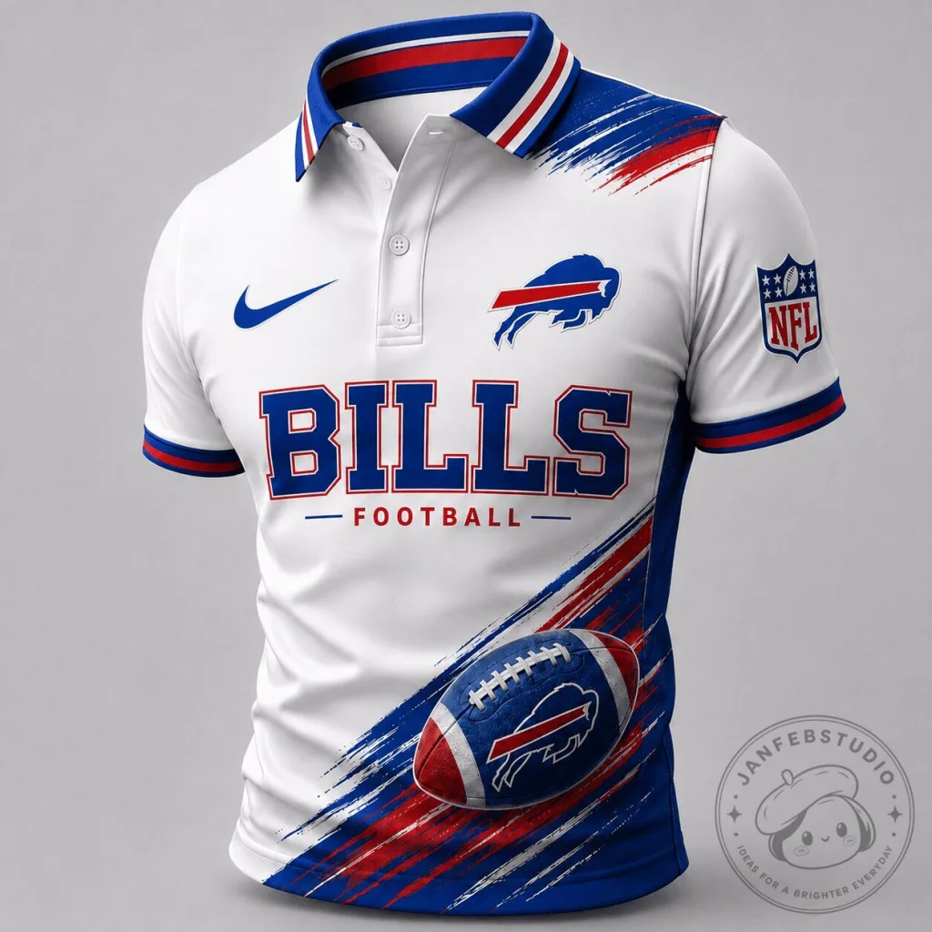Buffalo Bills Football Team Dynamic Gridiron Style Polo Shirt Buffalo Bills Football Team Dynamic Gridiron Style Polo Shirt
