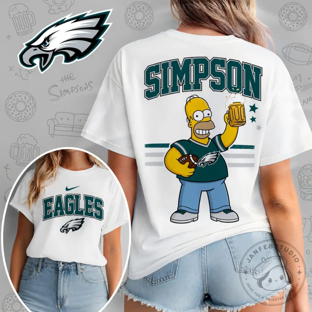 Philadelphia Eagles Fan Shirt Homer Simpson Football Game Day T-Shirt