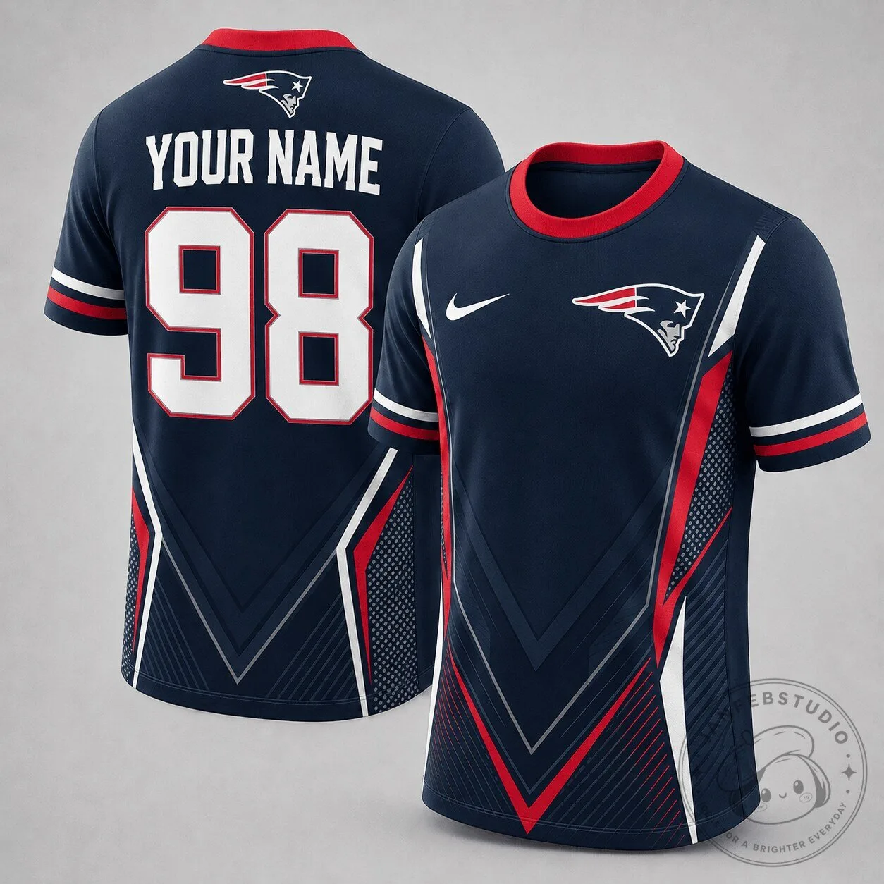New England Patriots Custom Name and Number Fanwear T-Shirt