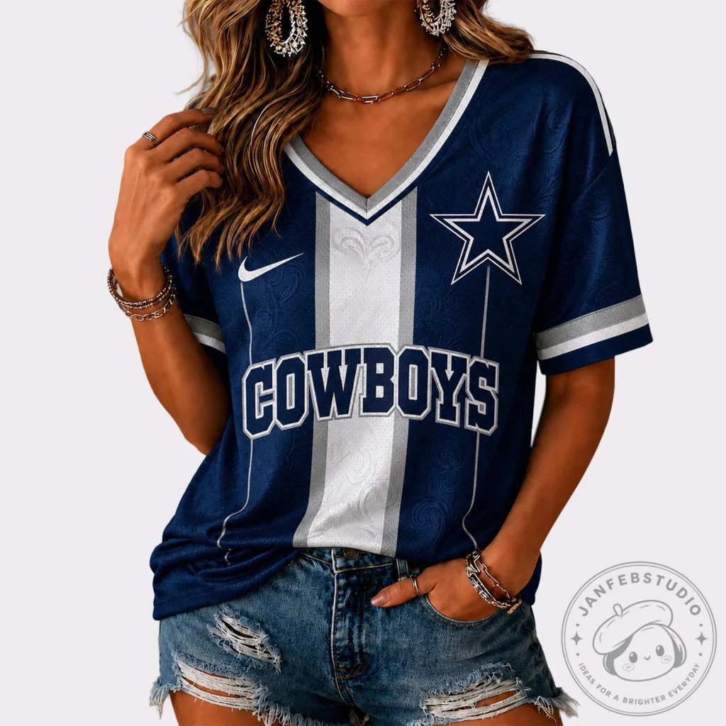 Dallas Cowboys Shirt NFL Football Team V-Neck Casual Game Day T-Shirt