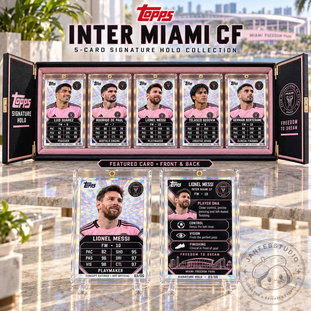 Inter Miami CF Topps Lionel Messi 5-Card Signature Holo Collection Box Set