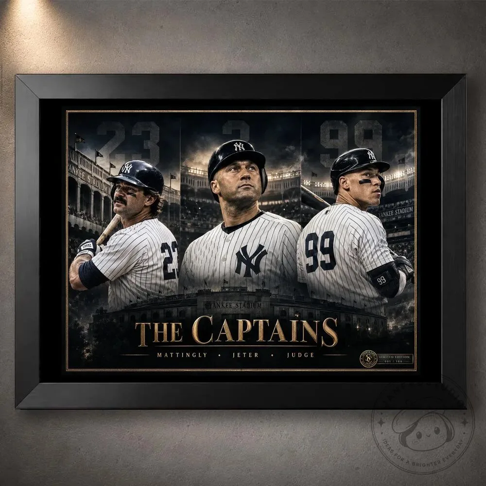 New York Yankees Don Mattingly Derek Jeter Aaron Judge The Captains Framed Wall Art