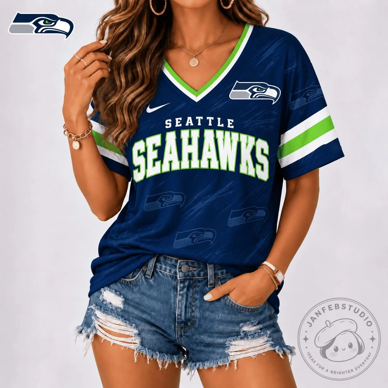 Seattle Seahawks National Football League Team Spirit V-Neck T-Shirt