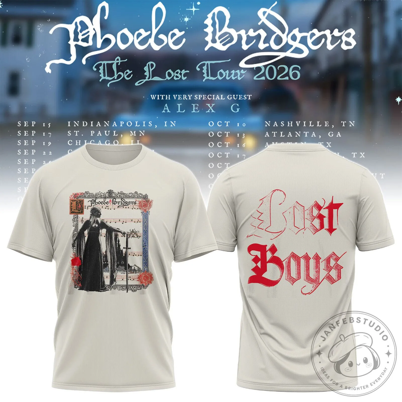 Phoebe Bridgers The Lost Tour 2026 Concert Music Fan T-Shirt