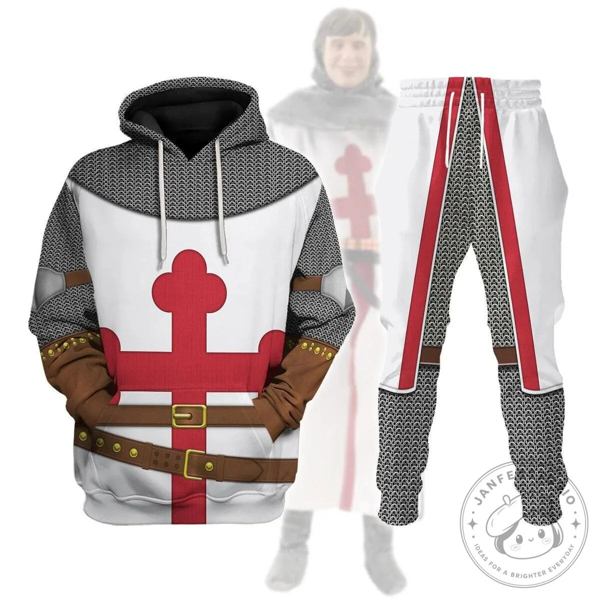 Knights Templar Crusader Medieval Armor Chainmail Costume Hoodie
