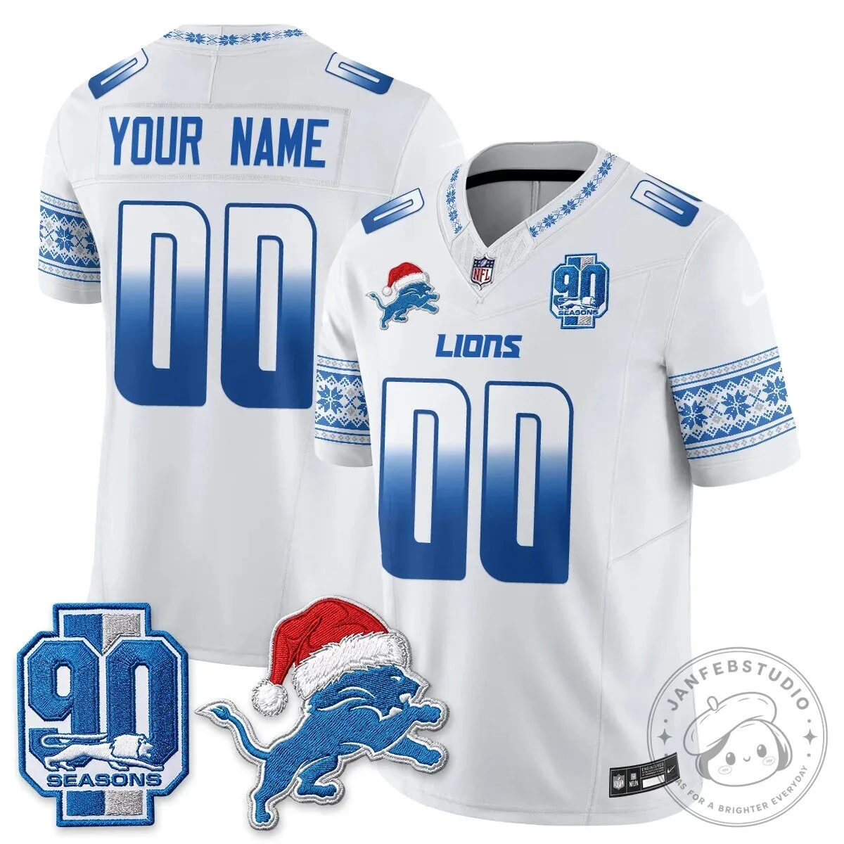 Detroit Lions Christmas Edition Vapor Custom Football Jersey