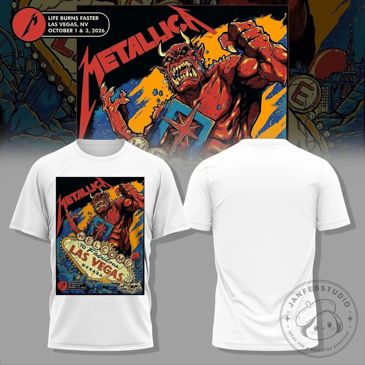 Life Burns Faster T-Shirt for Metallica M72 World Tour in Las Vegas