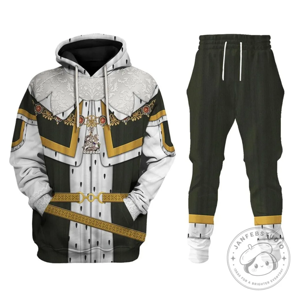 King Charles I Royal Robes Costume Design Hoodie and Sweatpants Set