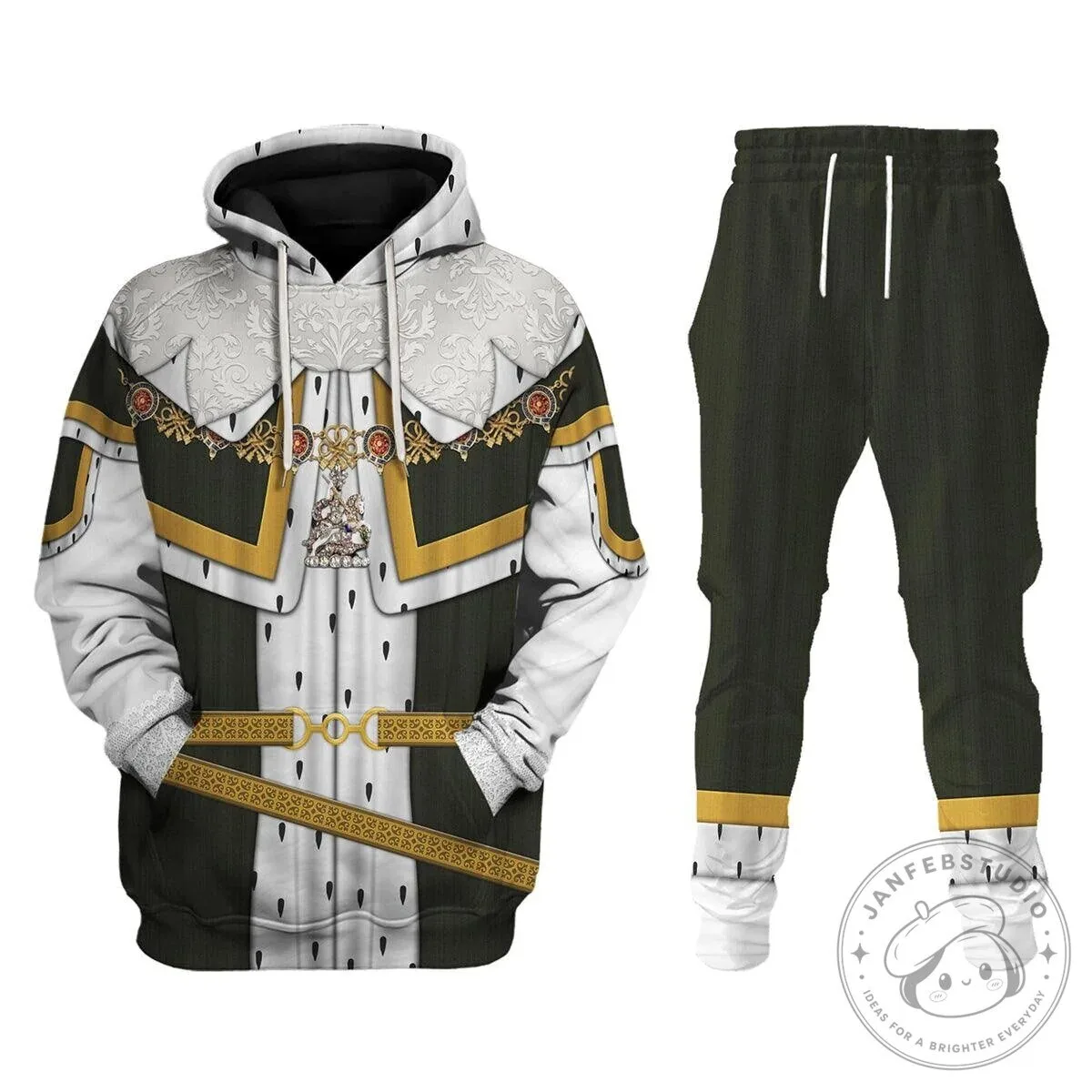 King Charles I Royal Robes Costume Design Hoodie and Sweatpants Set