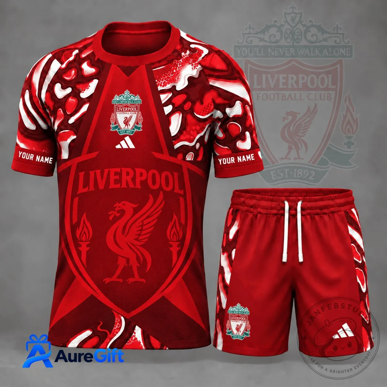 Liverpool Football Club Personalized Red Soccer Kit Jersey and Shorts Set