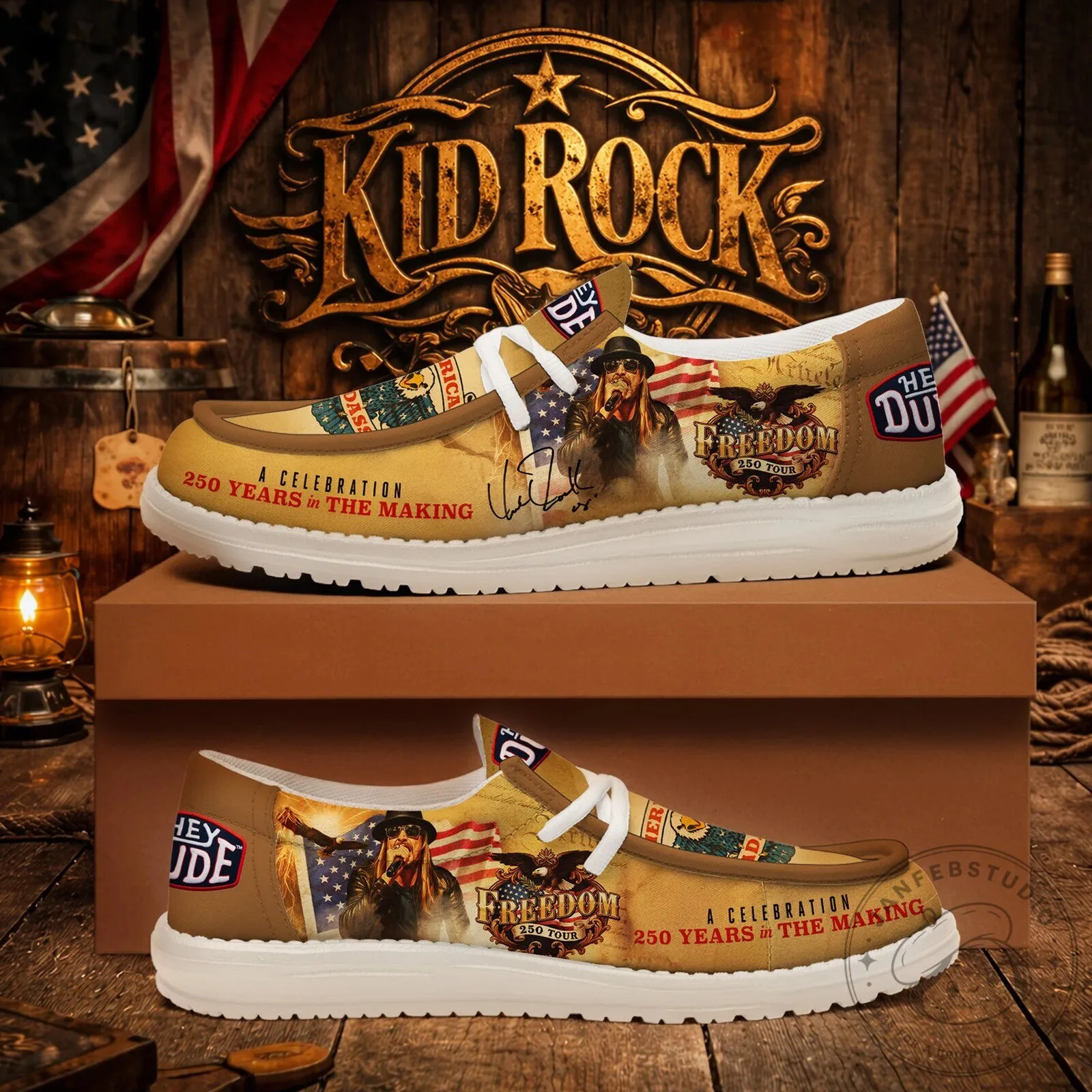 Kid Rock Freedom 250 Tour Americana Print Loafer Shoes