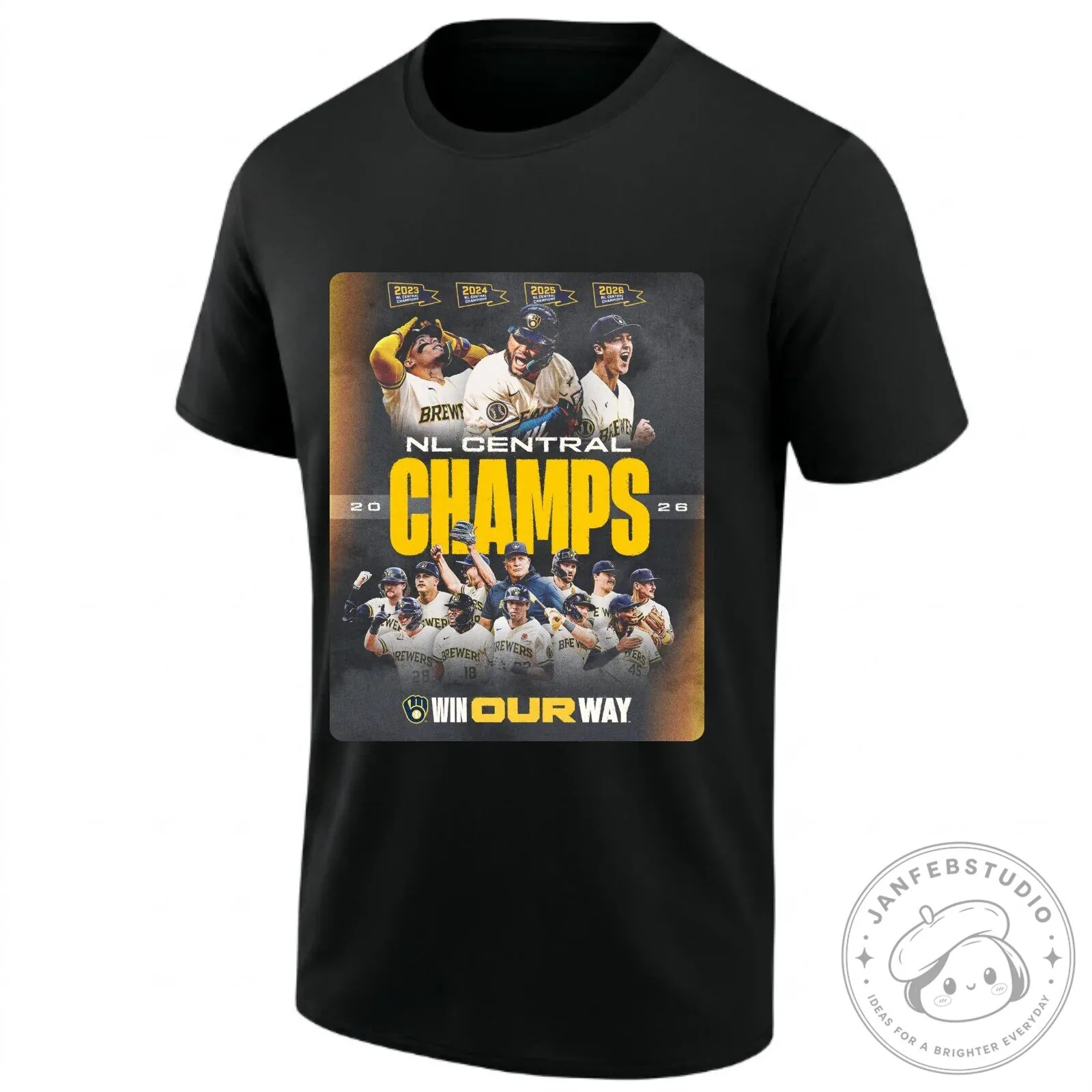 Milwaukee Brewers 2026 NL Central Champions Win Our Way Black T-Shirt