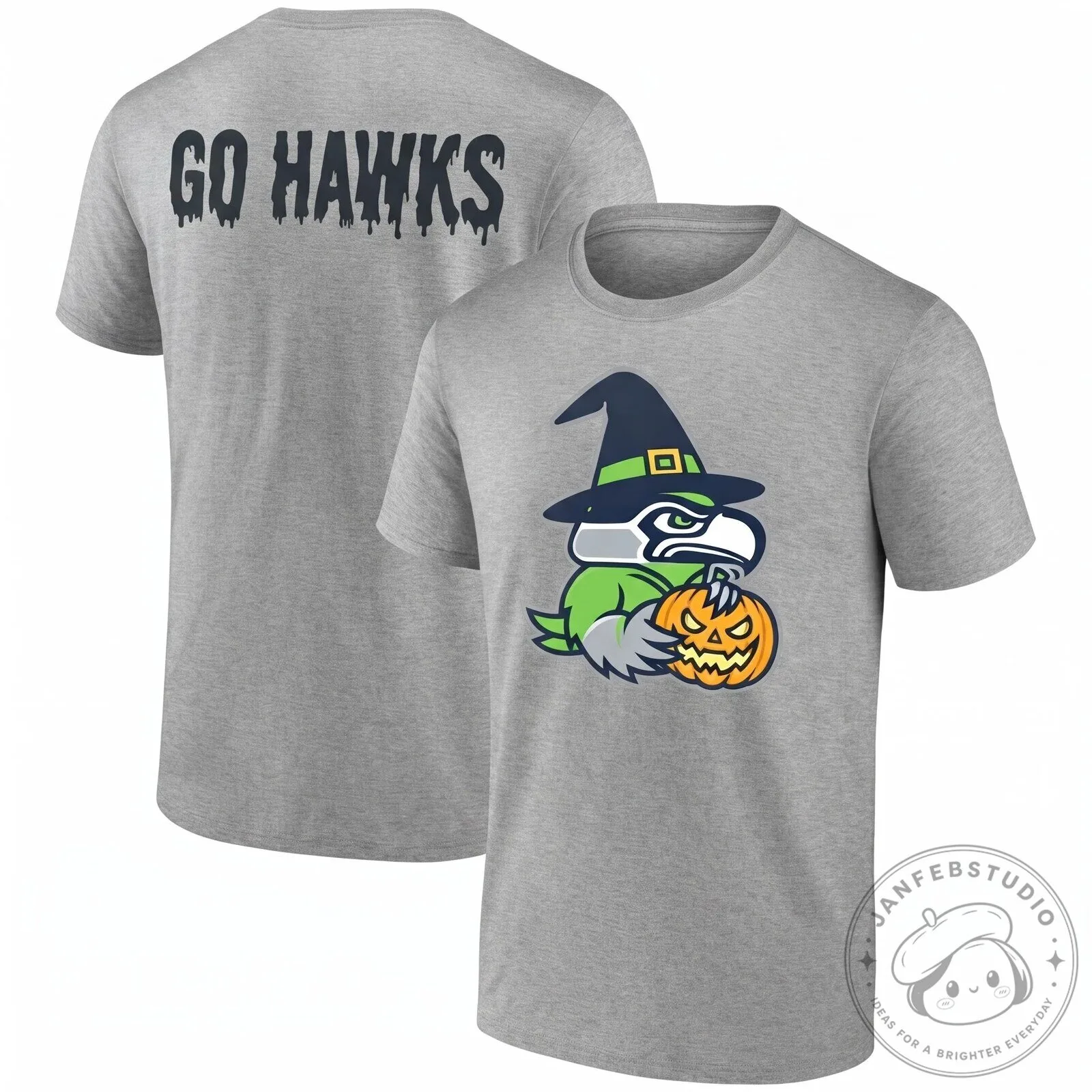 Seattle Seahawks Halloween Witch Mascot Holding Pumpkin Black T-Shirt 13 Seattle Seahawks Halloween Witch Mascot Holding Pumpkin Black T-Shirt