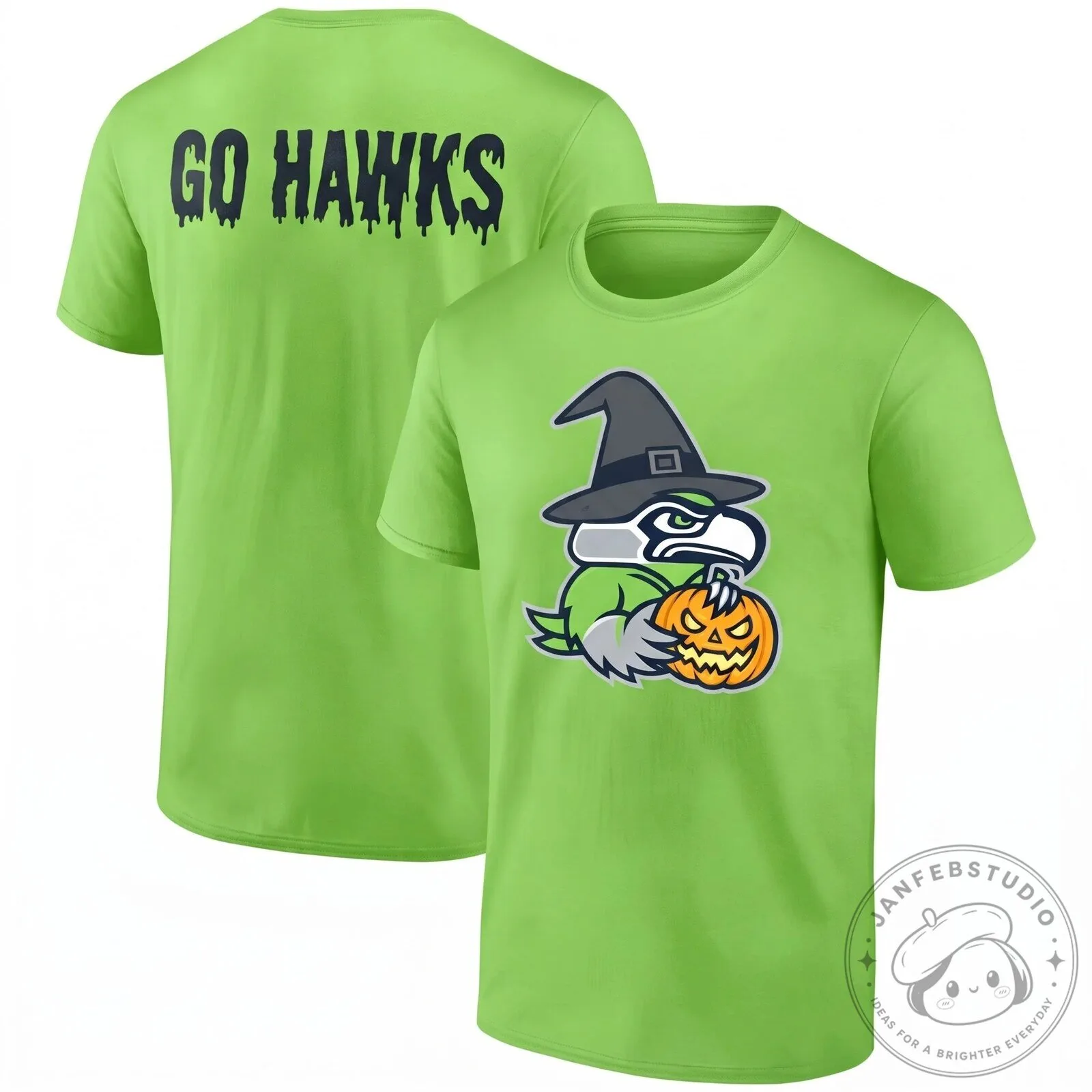 Seattle Seahawks Halloween Witch Mascot Holding Pumpkin Black T-Shirt 15 Seattle Seahawks Halloween Witch Mascot Holding Pumpkin Black T-Shirt
