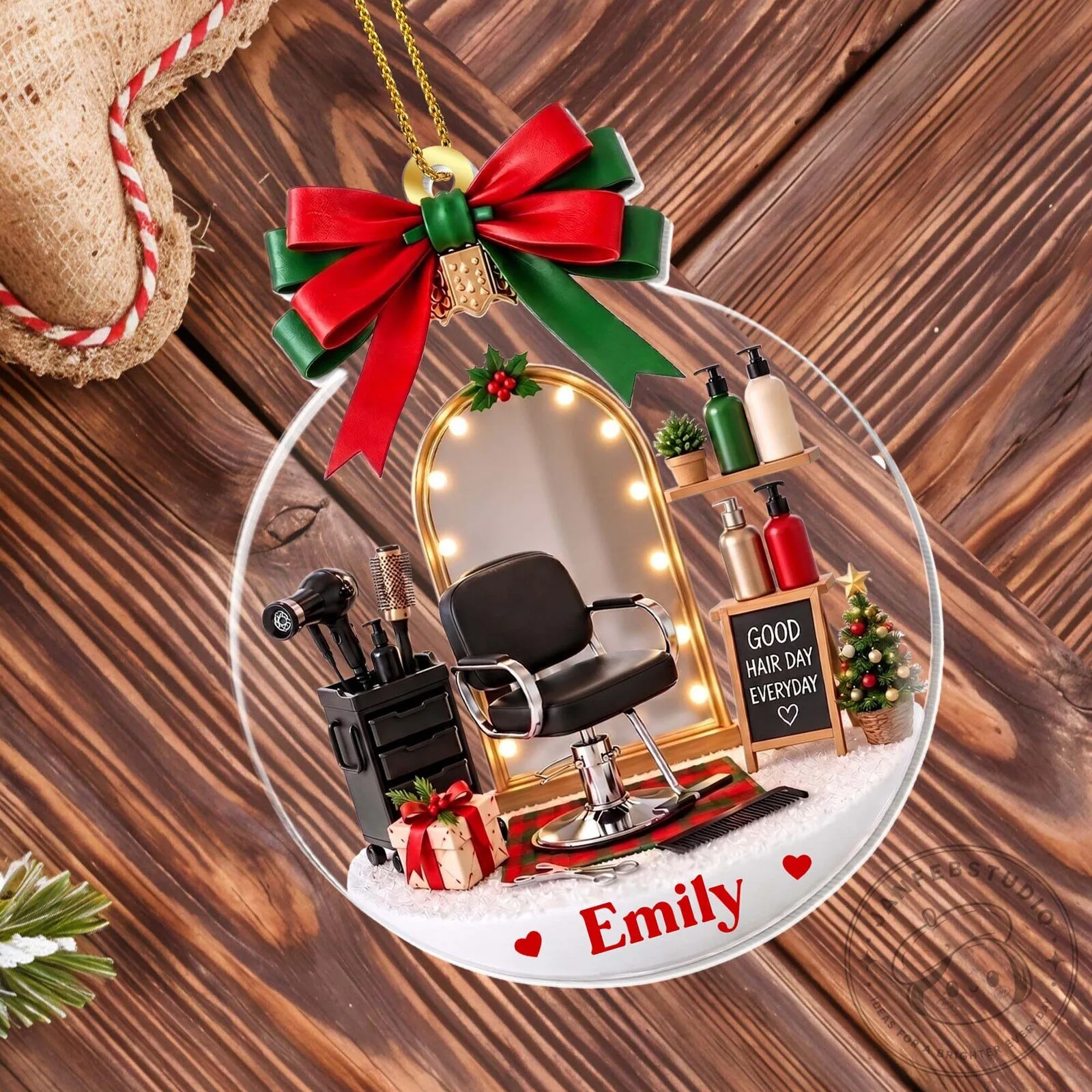 Personalized Hair Stylist Christmas Ornament, Hairdresser Salon Decor Gift