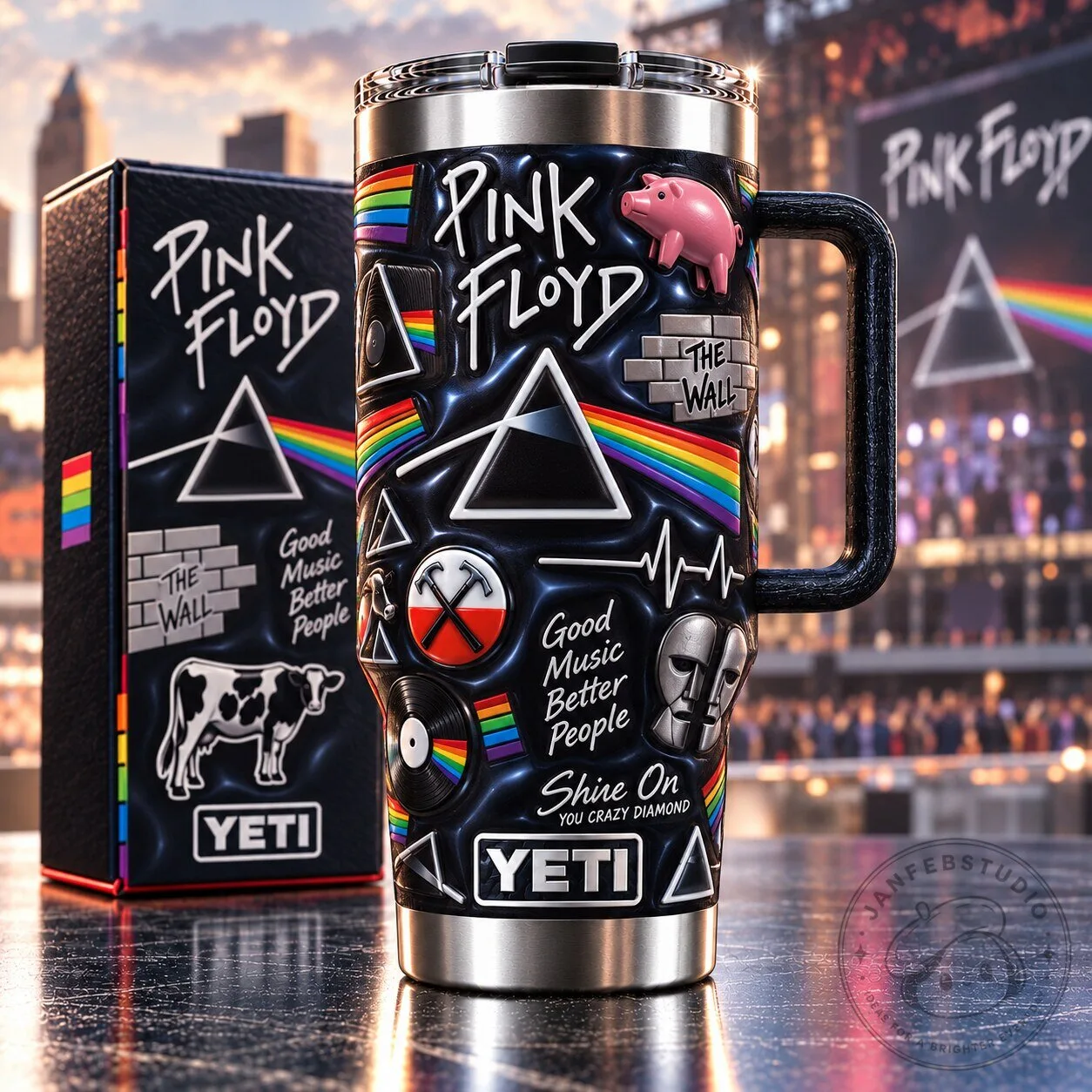 Pink Floyd Dark Side of the Moon Music Band Laser Engraved 40oz Tumbler