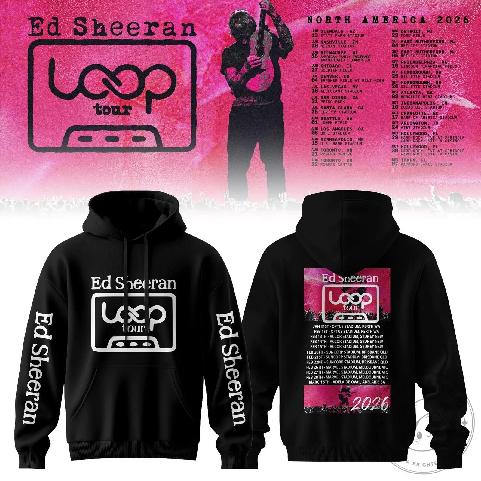 Ed Sheeran Loop Tour 2026 North America and Australia Concert Dates Hoodie