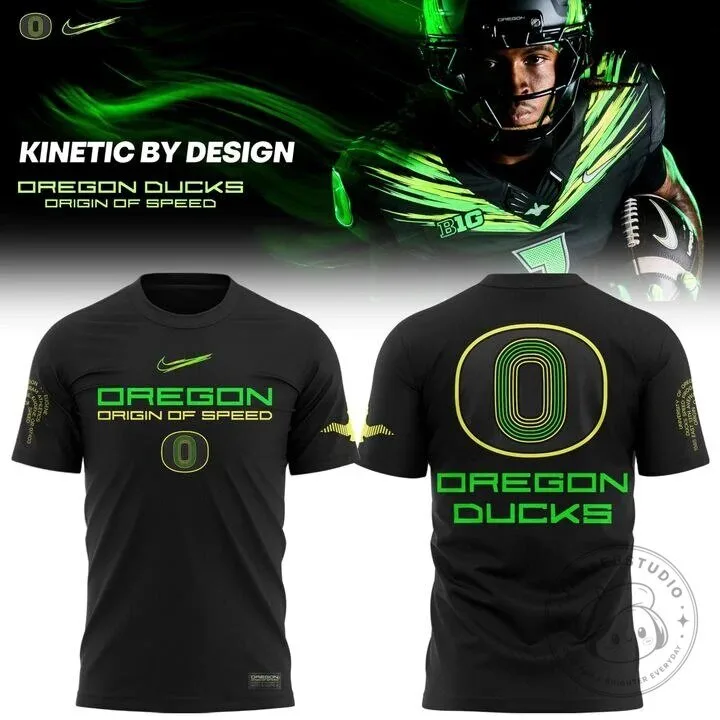 Oregon Ducks Origin of Speed Black Football Team Fan T-Shirt